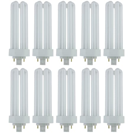 Sunlite Fluorescent 32W PLD Triple U-Shaped Twin Tube CFL Bulbs 4-Pin GX24Q-3 Base 3500K, 10PK 40584-SU